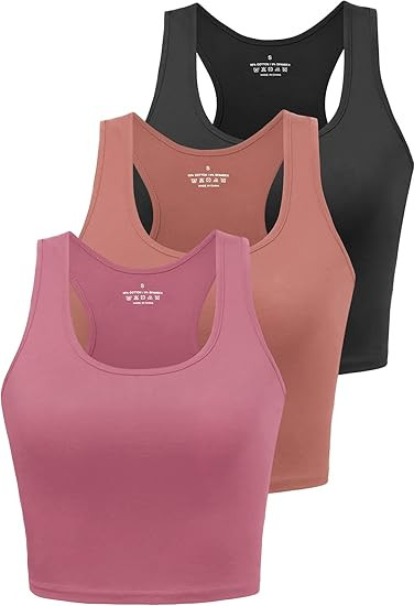 Sports Crop Tank Tops for Women Cropped Workout Tops Racerback Running Yoga Tanks Cotton Sleevele... | Amazon (US)
