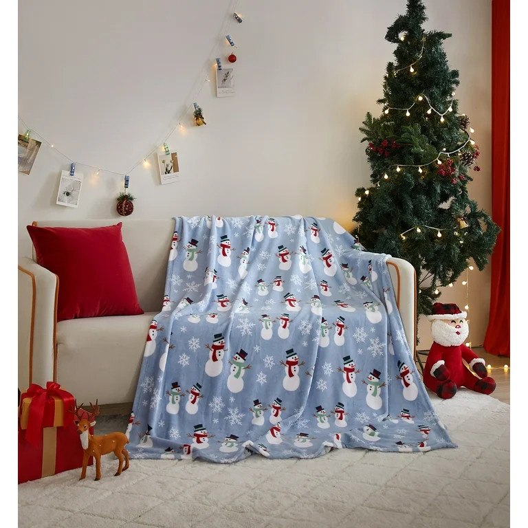 Holiday Time Cozy Christmas Plush Snowman Throw Blanket, Standard Size , All Ages | Walmart (US)