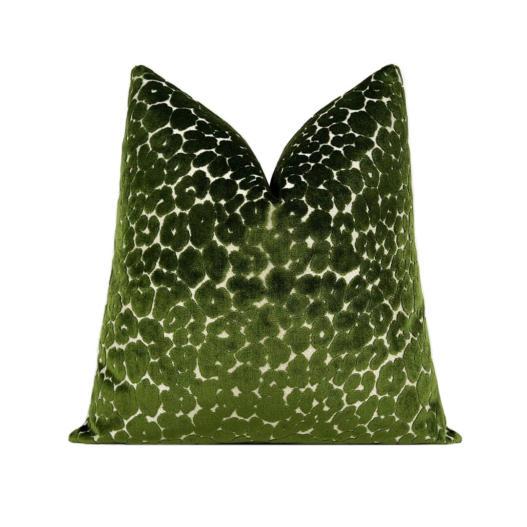 Leopard Cut Velvet Pillow Cover Parsley Green Designer Throw Pillow Cover 18x18, 20x20, 22x22, 24... | Etsy (US)