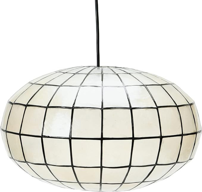 Creative Co-Op Modern Capiz Shell Light for Kitchen and Dining Room Oblong Shape with Matte Black... | Amazon (US)