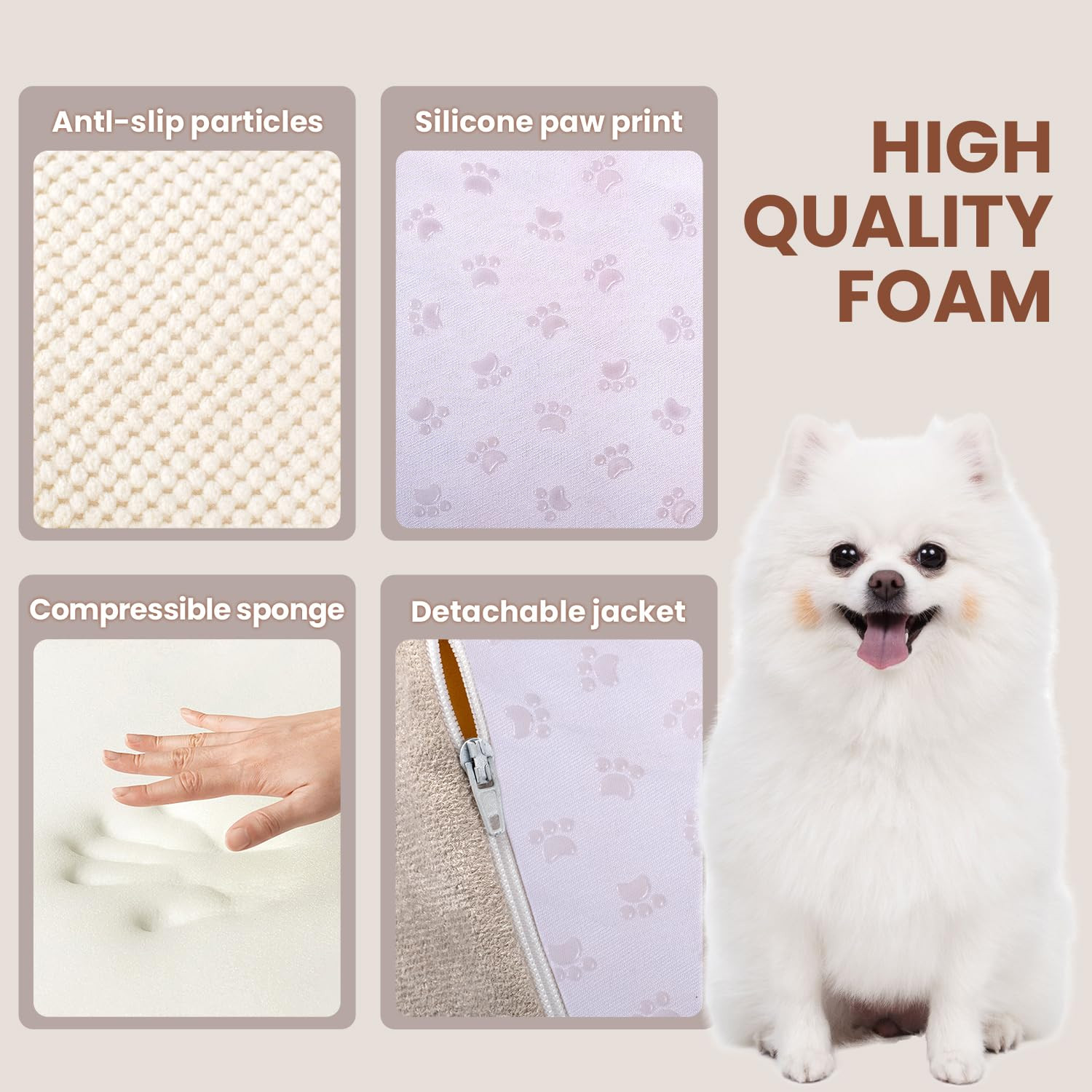 Dog Stairs for Small Dogs, High Density Foam Dog Steps, Extra Wide Non-Slip Pet Ramp for High Bed... | Amazon (US)