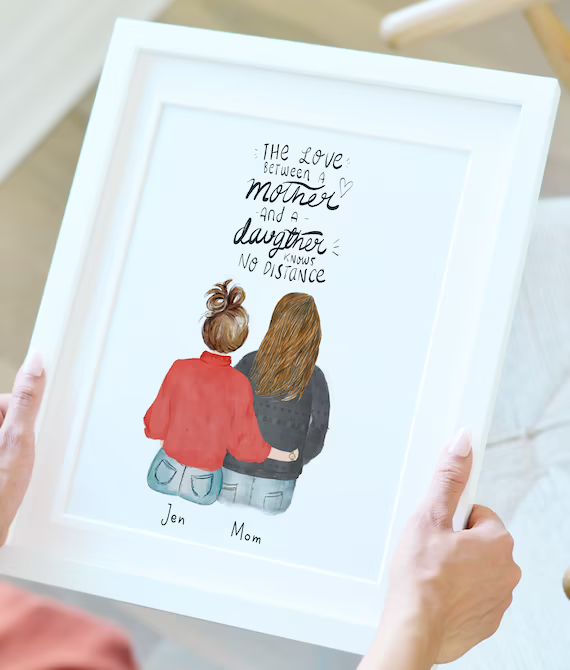 Gift for Mom / Mother and daughter custom portrait, gift idea for mom, personalized art for mom, ... | Etsy (US)
