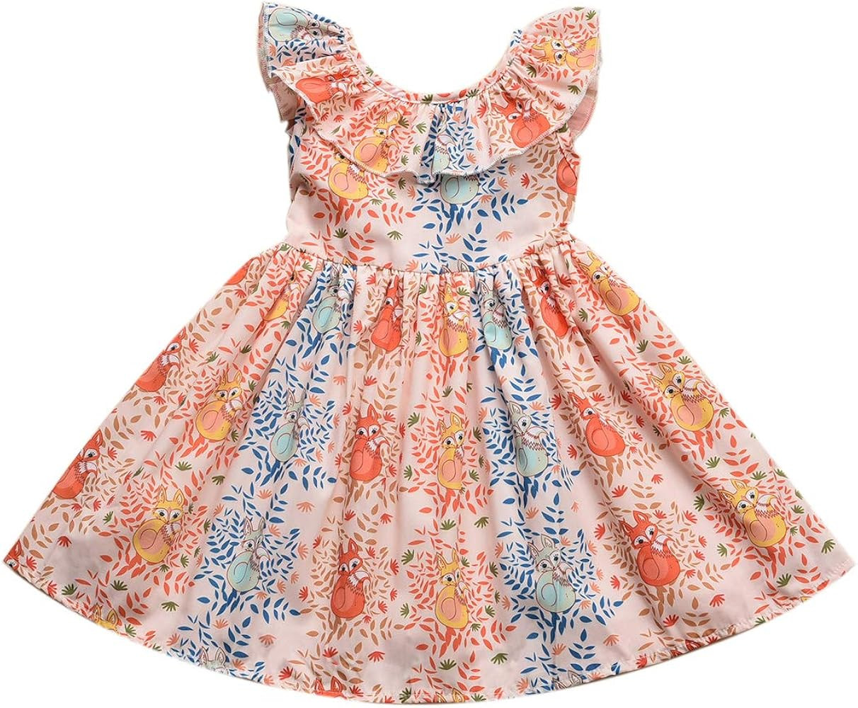 Toddler Baby Girl Sun Dress Wildflower Floral Seaside Beach Dress Overall Outfits Onepiece | Amazon (US)