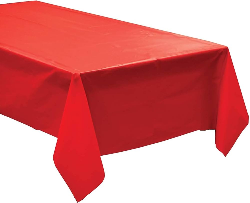 QQOUTLET Pack of 4: Disposable Plastic Tablecloths / Table Covers, 54 x 108 inches Each (Red) | Amazon (US)
