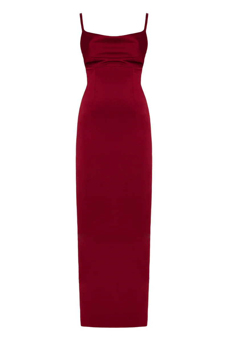 NADA LONG RED WINE EVENING DRESS | UNDRESS | CULT MIA | CULT MIA UK LTD