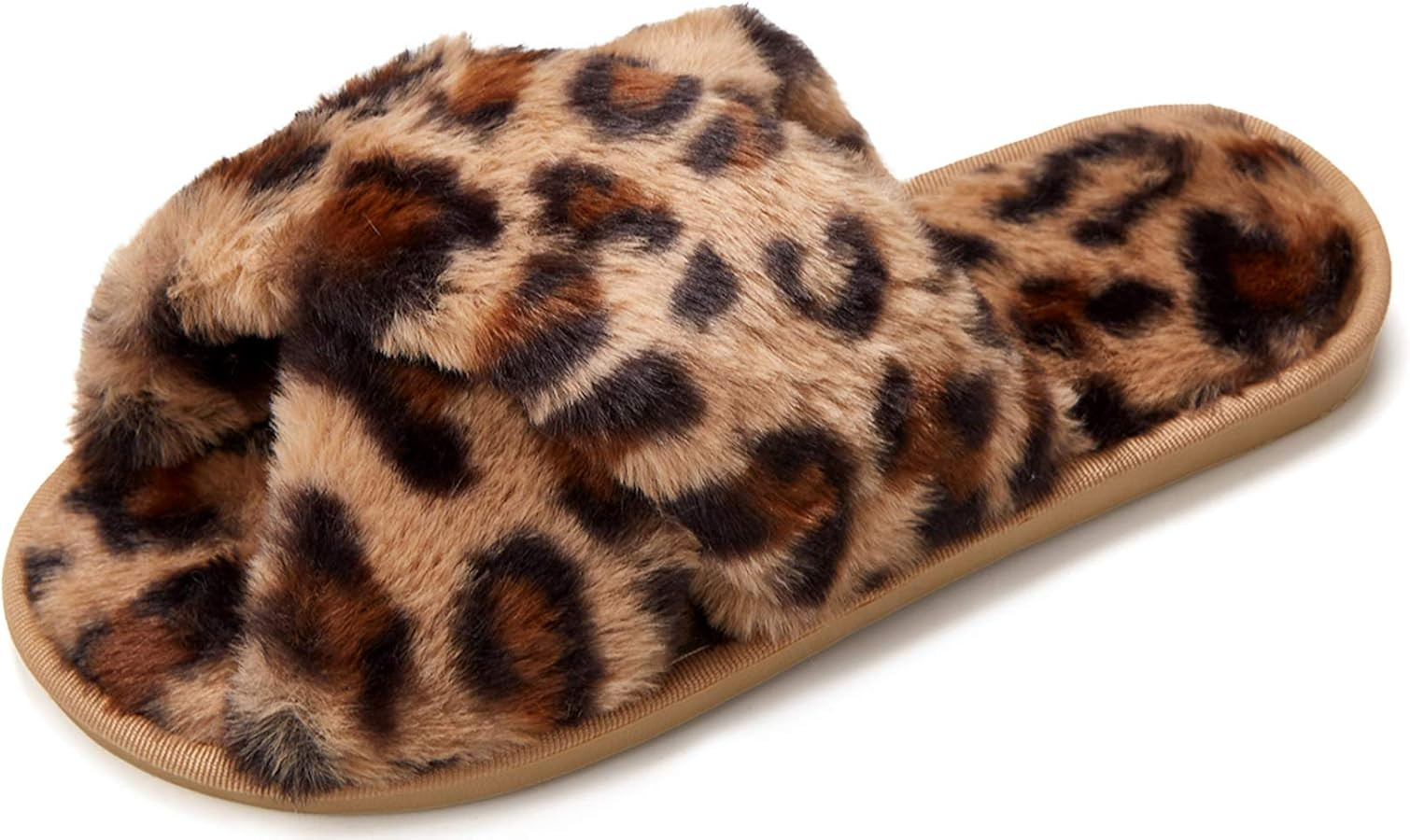 Solyinne Women's Tie-dye Leopard Print Cross Band Soft Plush Fleece House Indoor or Outdoor Slipp... | Amazon (US)