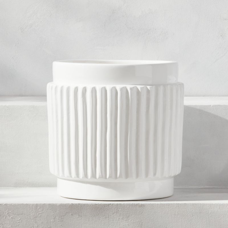 Lila Glazed White Modern Indoor/Outdoor Planter | CB2 | CB2