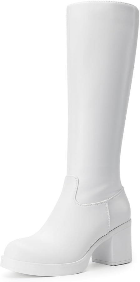 DREAM PAIRS Women's Knee High Boots Chunky Platform Heel Round Toe Boots for Women Side Zipper St... | Amazon (US)