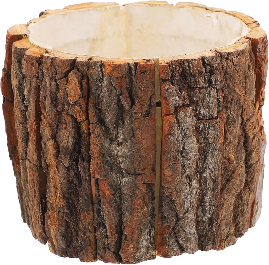 Operitacx Wood Bark Flower Pot Natural Log Succulent Planter Rustic Tree Stump Planter Cactus Pot... | Amazon (US)