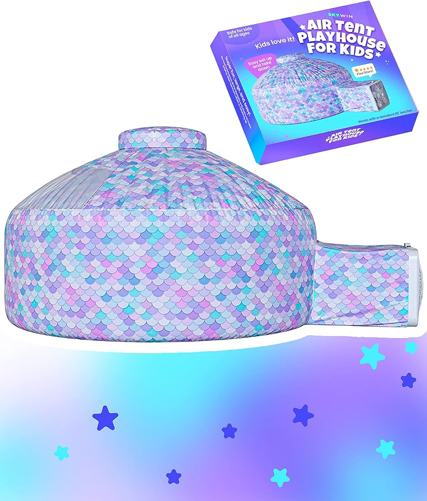 Skywin Air Tent Kids Fort Large Mermaid Playhouse Fan Tent - Inflatable Fort Sets Up and Stores A... | Amazon (US)