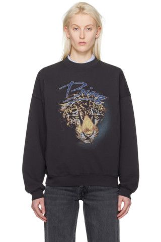 Black Harvey Leopard Sweatshirt | SSENSE