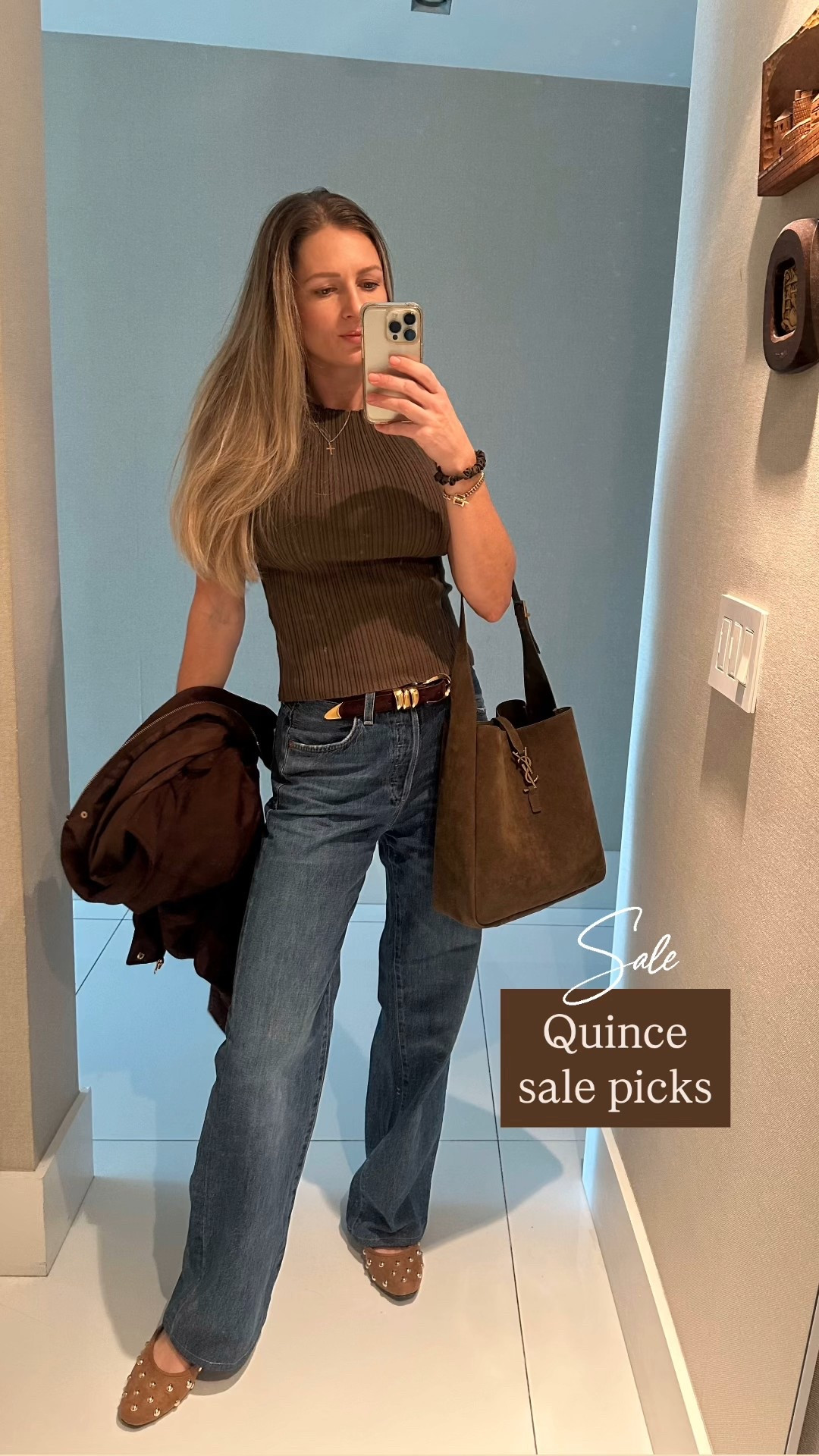 Another Quince favorite on sale! I love how simple but elevated this top is…ordered in ivory too! The neckline and ribbed fabric make it unique. It’s also very well made! 

*wearing size S top, jeans 26 in 32inch inseam length 

#casual #classic #quince #sale #picks #olivegreen #espressobrown #jeansoutfits #40sfashion #suedebag #studdedflats

#LTKSaleAlert #LTKOver40 #LTKmomlife