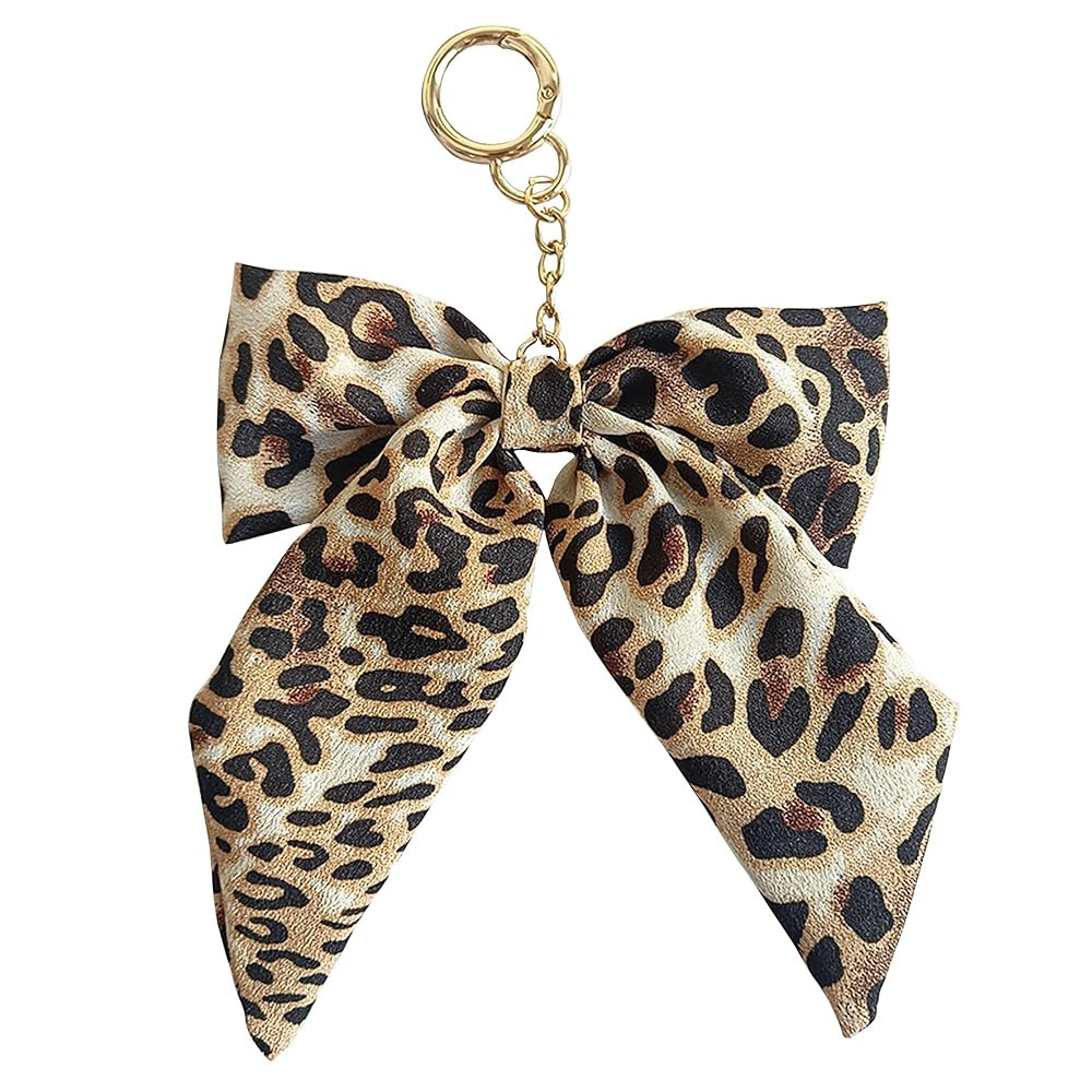 Leopard Print Bow Bag Charm for Purse Handbags Bag Accessories Charms PU Key Charms | Amazon (US)