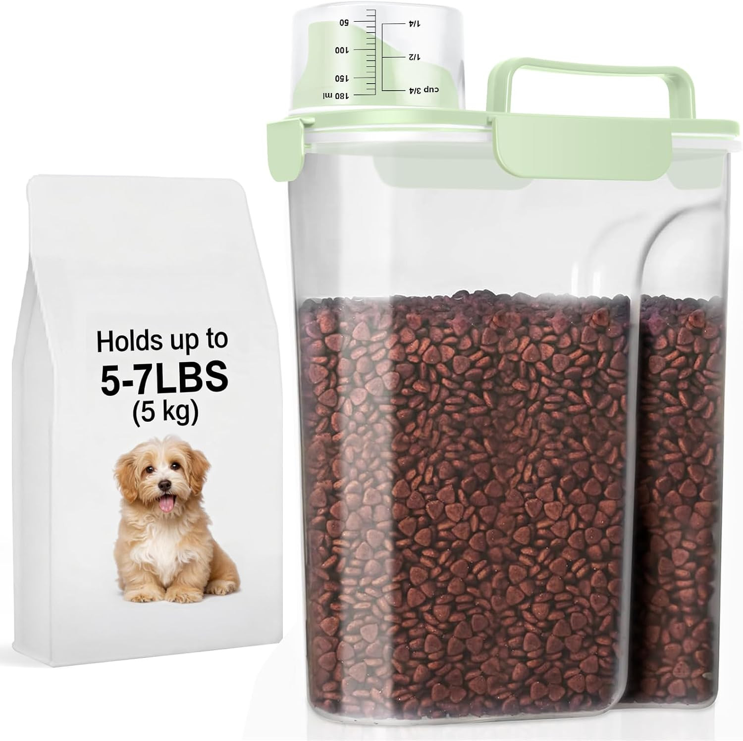 LEAWALK 5-7Lbs Airtight Dog Cat Pet Food Storage Container-Light Green | Amazon (US)