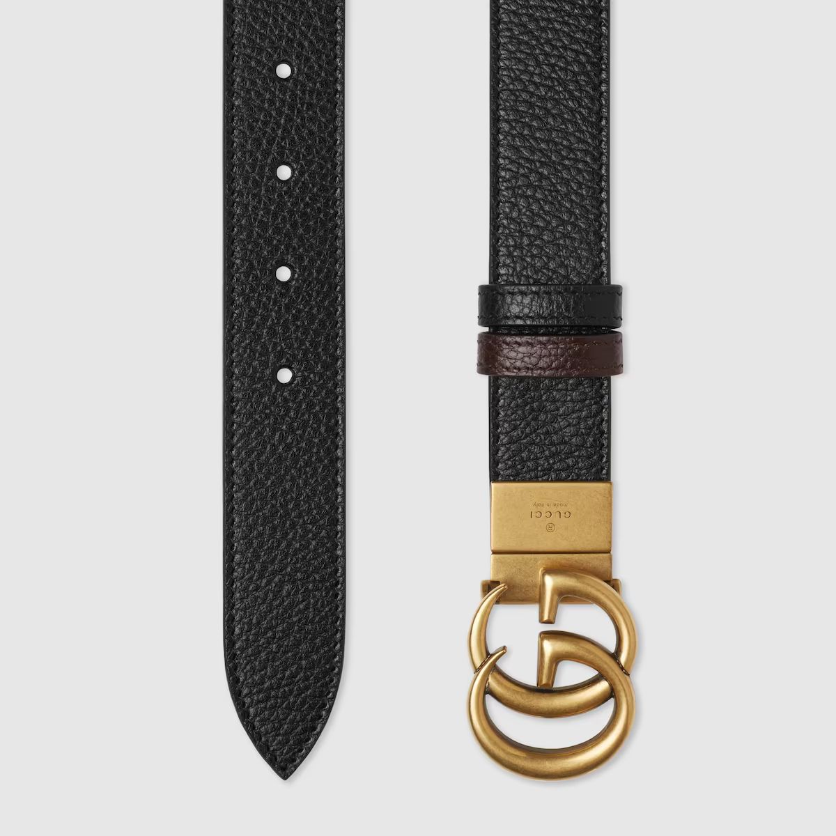 Reversible thin belt with Double G buckle | Gucci (US)