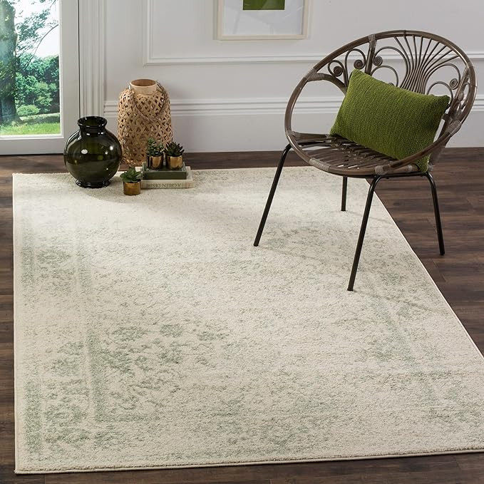 SAFAVIEH Adirondack Collection Area Rug - 6' x 9', Ivory & Sage, Oriental Distressed Design, Non-... | Amazon (US)
