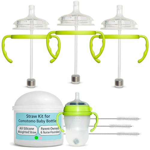 Straw Cup Conversion Kit for Comotomo Baby Bottles, Green Handles, 3-Pack | Amazon (US)