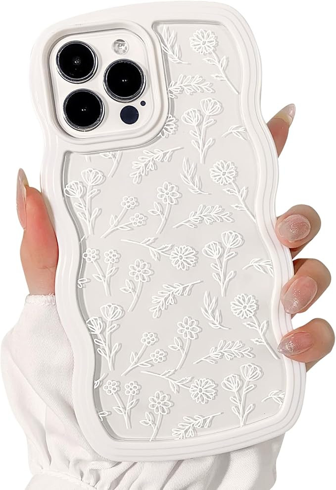 NITITOP Compatible for iPhone 16 Pro Max Case Cute Clear for Women Girl Flower Floral Curly Wave ... | Amazon (US)