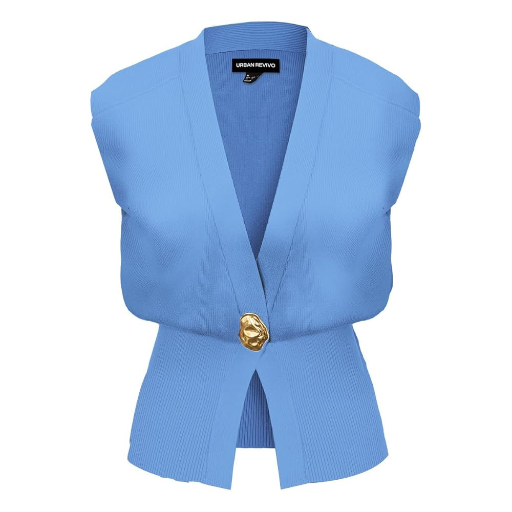 Women's Sweater Vest Sleeveless V-Neck Knit Tops Lightweight with Gold Leaf Button Down Cardigans | Amazon (US)