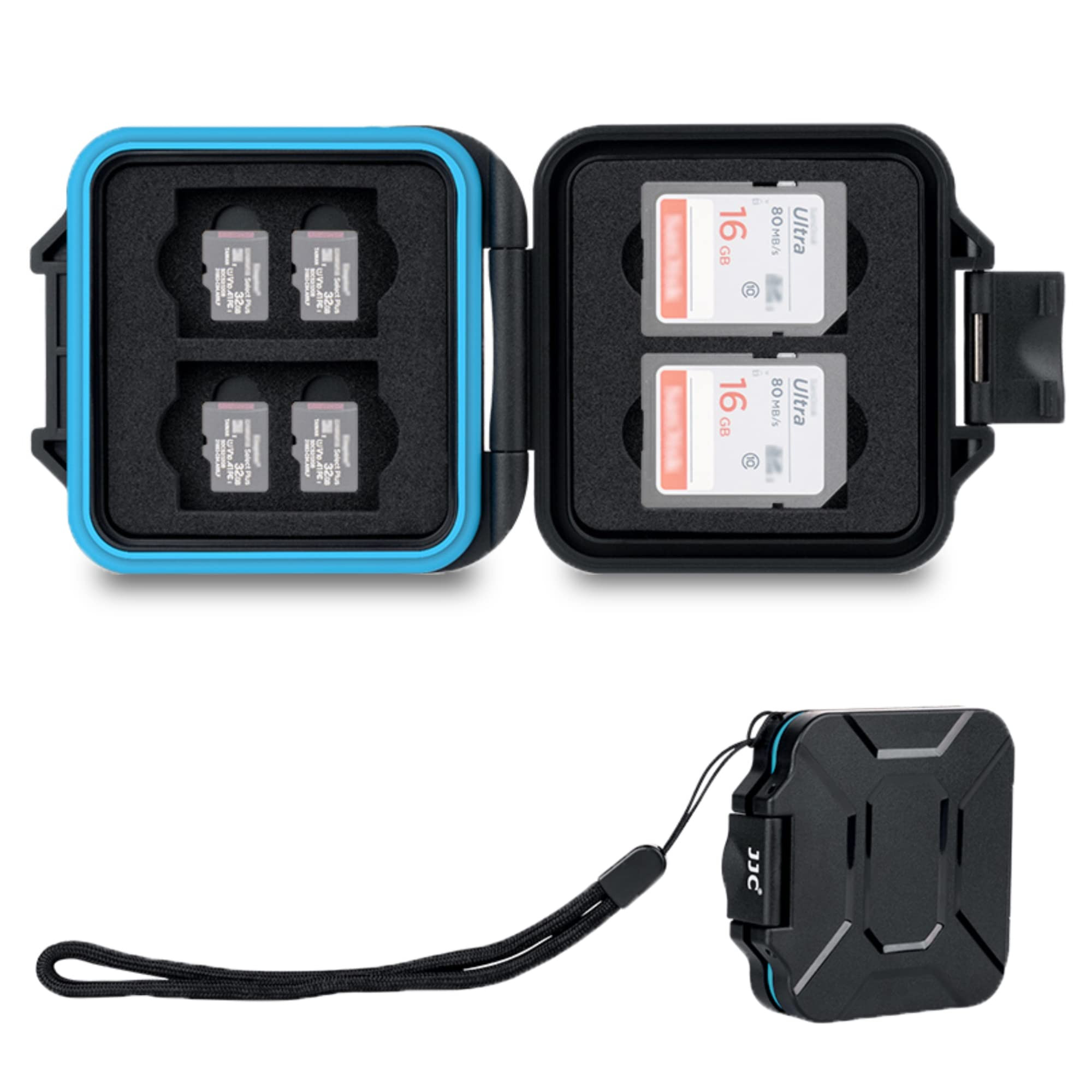 JJC 12 Slots Portable SD Micro SD Memory Card Case, Water-Resistant and Anti-Shock SD MSD TF Card Holder Storage Organizer for 8 Micro SD Card & 4 SD/SDHC/SDXC Card with EVA Foam Interior | Amazon (US)
