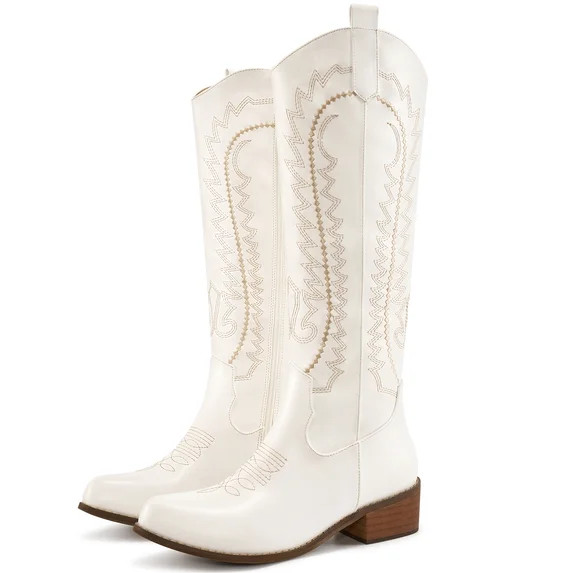 Ecetana Women's Cowboy Boots Embroidered Western Cowgirl Boots Chunky Heels | Walmart (US)