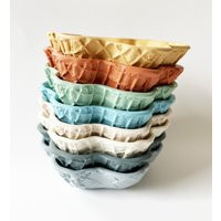 Dessert Bowls/Ice Cream With Waffle Pattern Made Of Porcelain in Various Colors | Etsy (US)