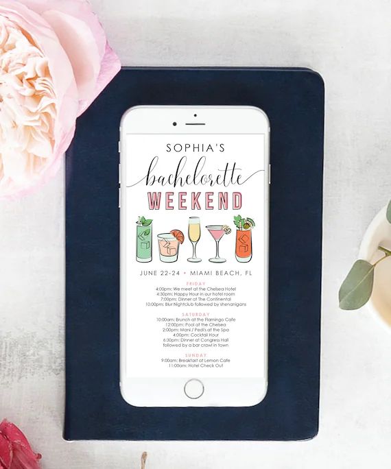 Bachelorette Itinerary Template - Digital Schedule - Instant Download - Agenda - Vegas - Beach - ... | Etsy (US)