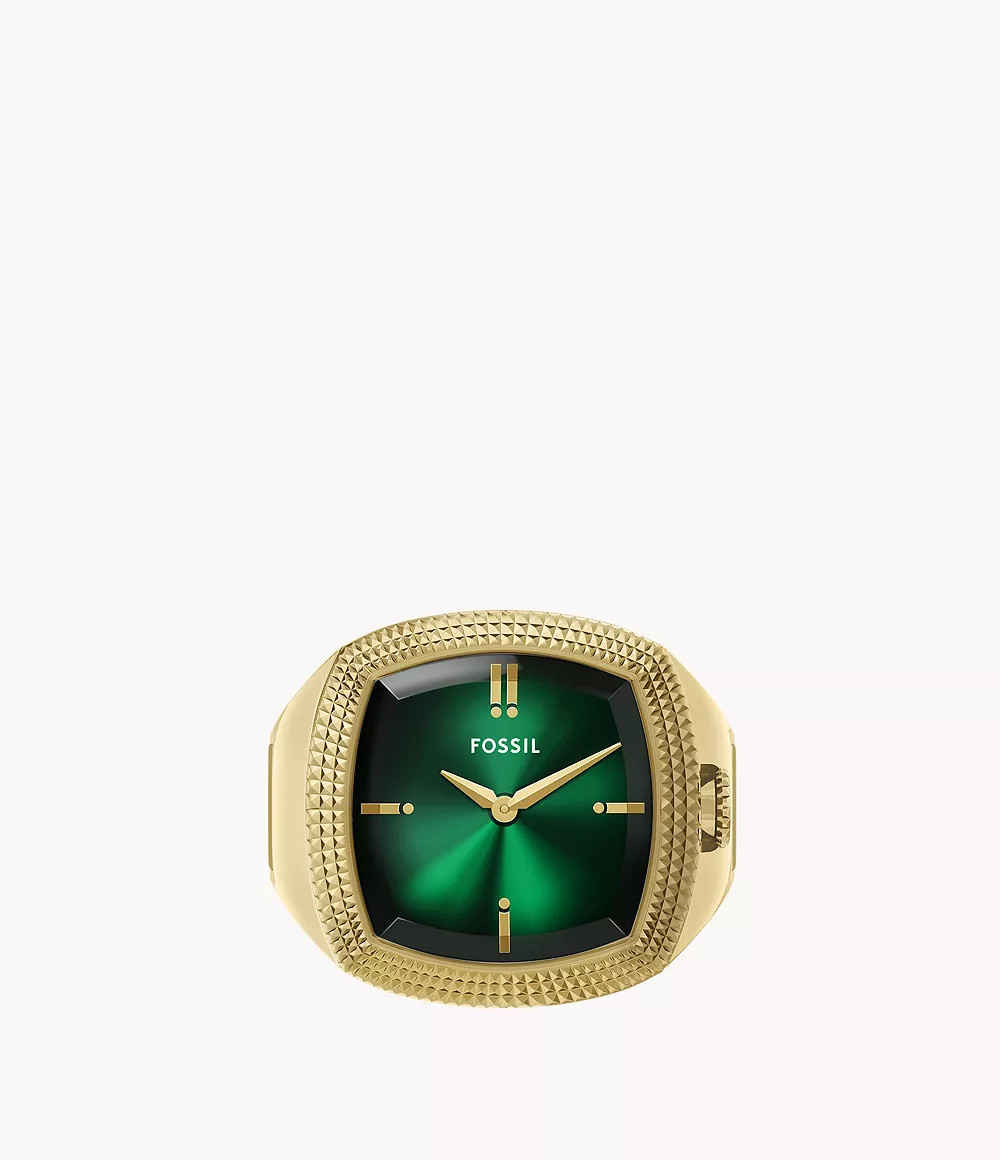Nick Jonas x Fossil Machine Luxe Green Vignette Two-Hand Gold-Tone Stainless Steel Watch Ring | Fossil (US)