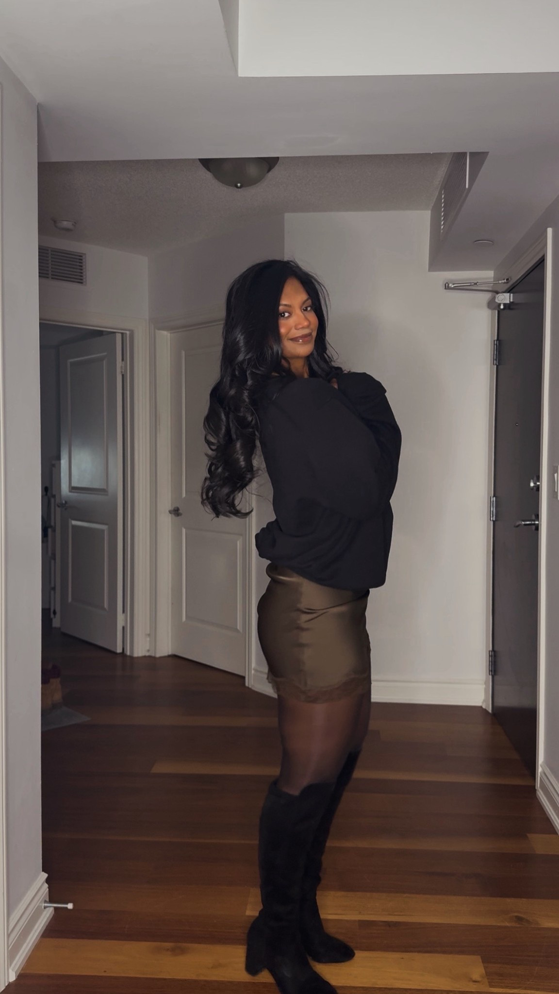 Girls night outfit #satinskirt 

#LTKwinter #LTKsale #LTKbeauty