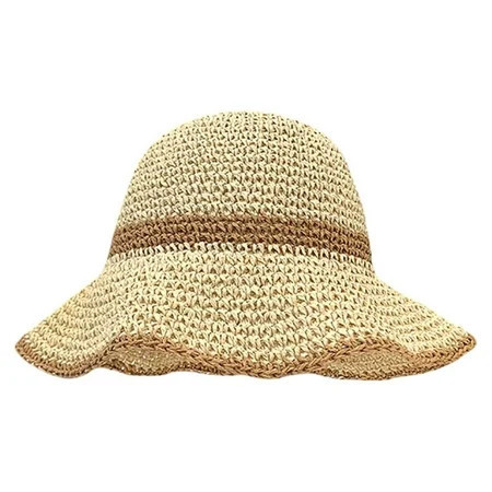 Beach Hats for Women , Hiking Hat , Beach Hat Women Women's Hand-Woven Crochet Straw Sun Hat Wide Brim Floppy Boater Hat for Outdoor Summer Beach Travel Gardening | Walmart (US)