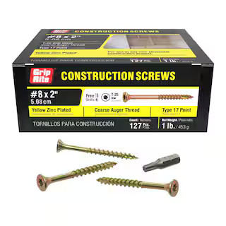 Grip-Rite #8 x 2 in. Star Drive Dual Flat Head Coarse Thread Construction Screws 1 lb. Box 2GCS1 ... | The Home Depot