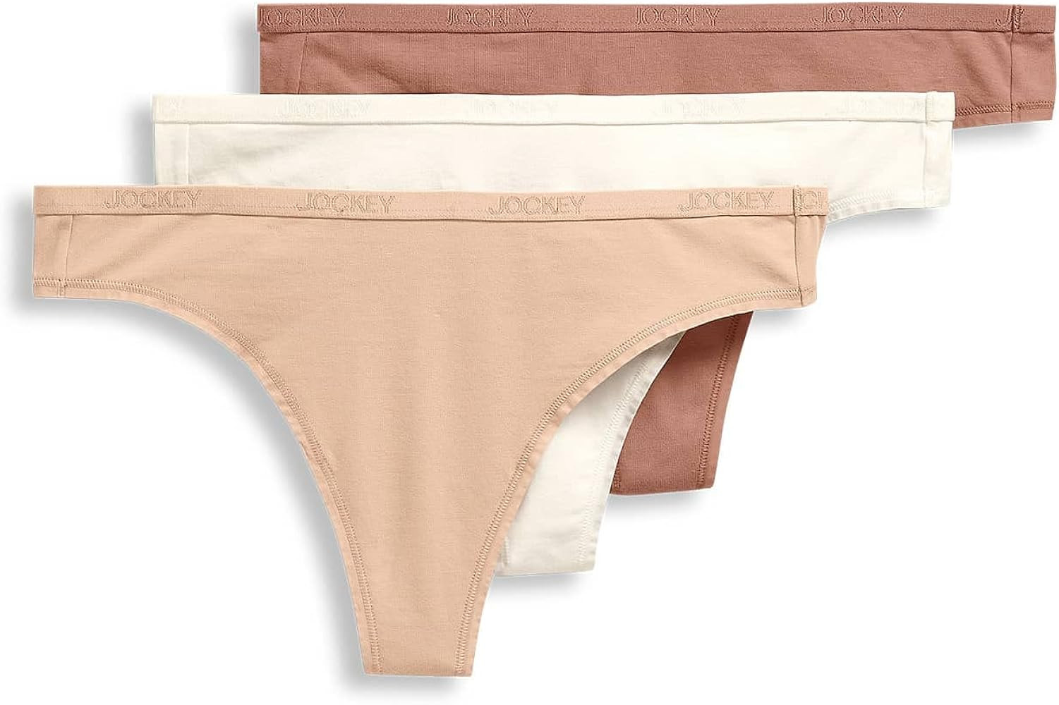 Jockey Women's Underwear Organic Cotton Stretch Logo Thong - 3 Pack | Amazon (US)