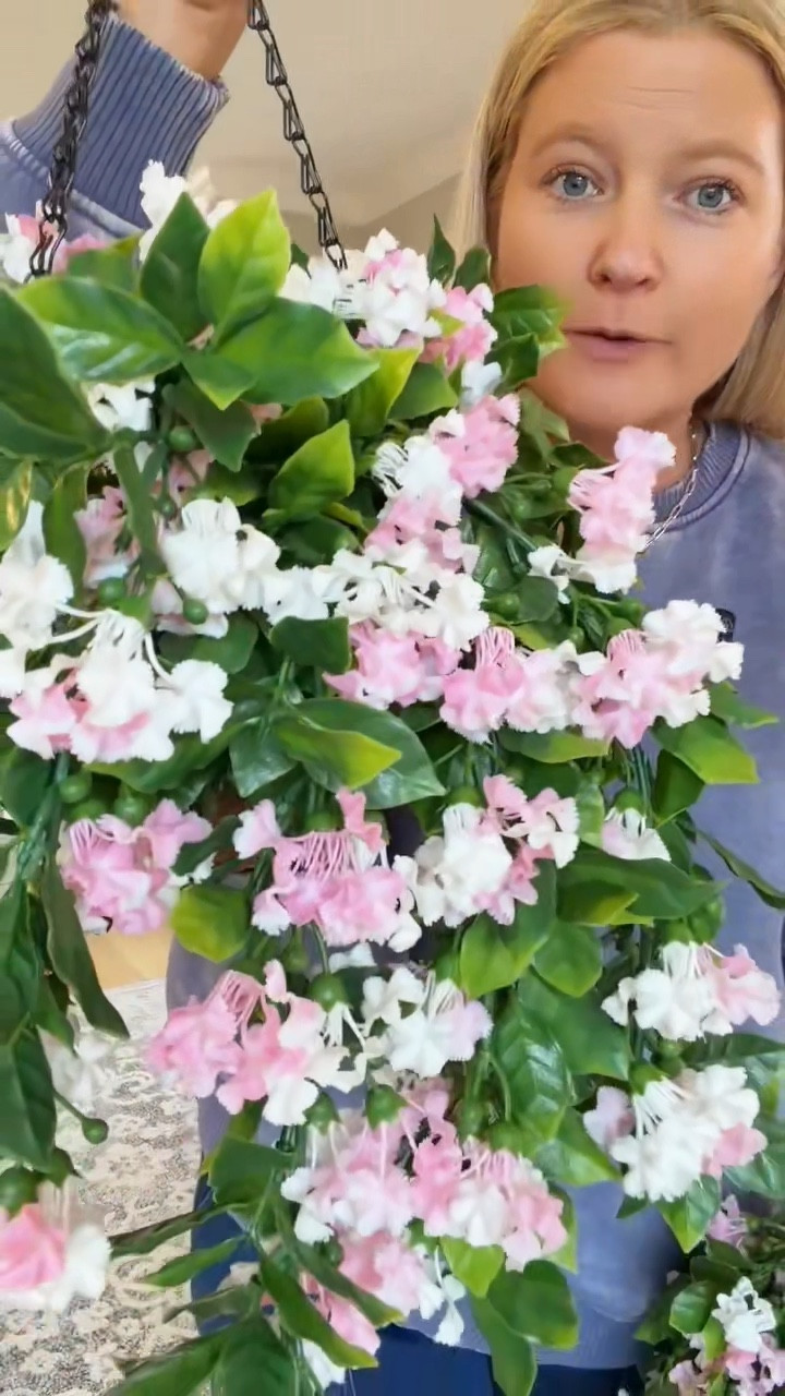 They look so real! Stunning colors and perfect from the moment you open the box!🌸
#hangingbaskets #fauxflowers #flowerbasket #springflowers #upgrade

#LTKSeasonal #LTKSpringSale #LTKHome