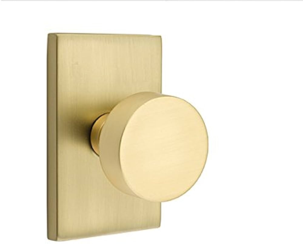 Passage Set, Modern Rectangle Rosette, Modern Round Knob, Satin Brass | Amazon (US)