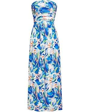 GRACE KARIN Women's 2024 Summer Bohemian Floral Printed Strapless Beach Party Long Maxi Dress | Amazon (US)