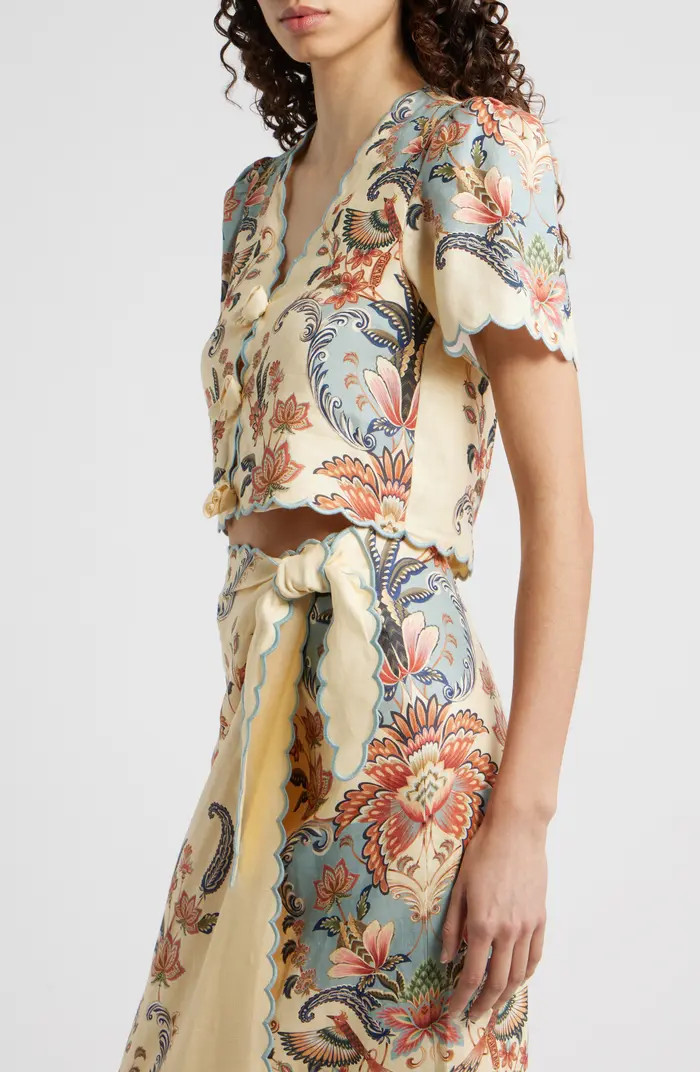 Boho Beauty Scallop Edge Linen Top | Nordstrom