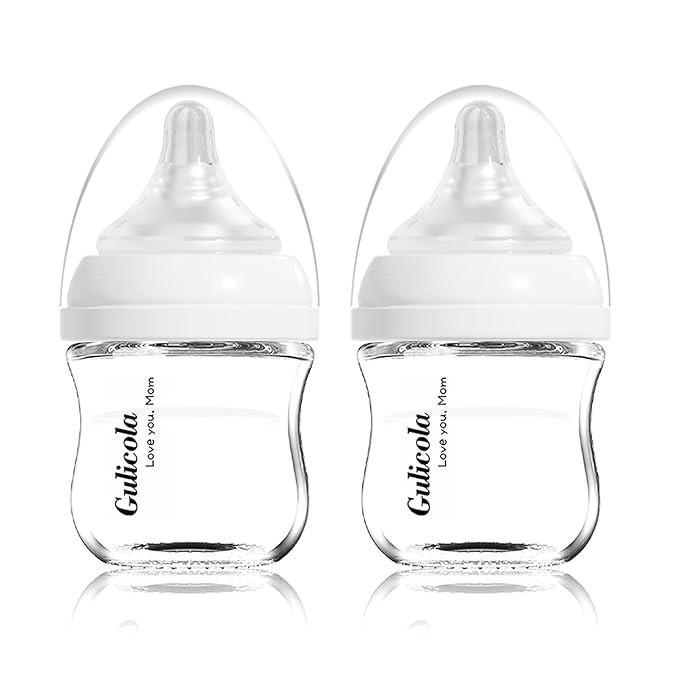Gulicola Small Glass Baby Bottle for Newborn Breastfeeding Babies, Preemie & Extra Slow Flow Nipp... | Amazon (US)