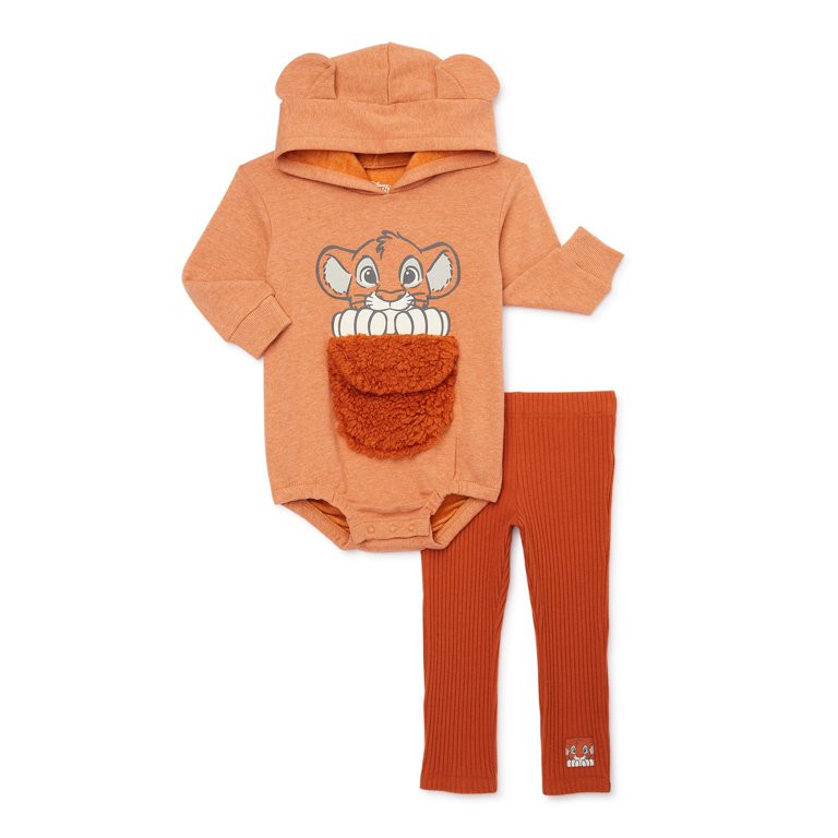 The Lion King Newborn Baby Boys Cosplay Simba Hooded Bodysuit and Pants, 2-Piece Outfit Set, Size... | Walmart (US)