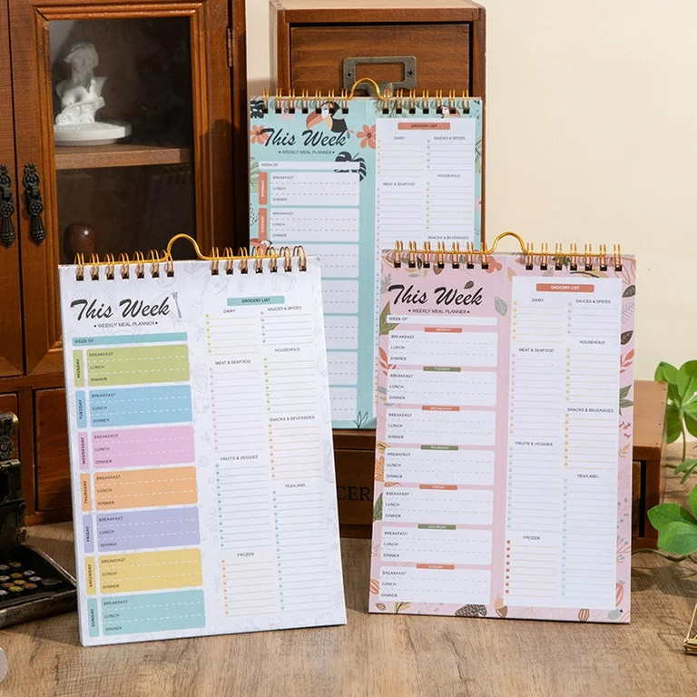 Meal Planner Notebook 8.5x11”, 50 Sheets Magnetic, Double Helix Meal & Grocery List, Wall-Mount... | Walmart (US)