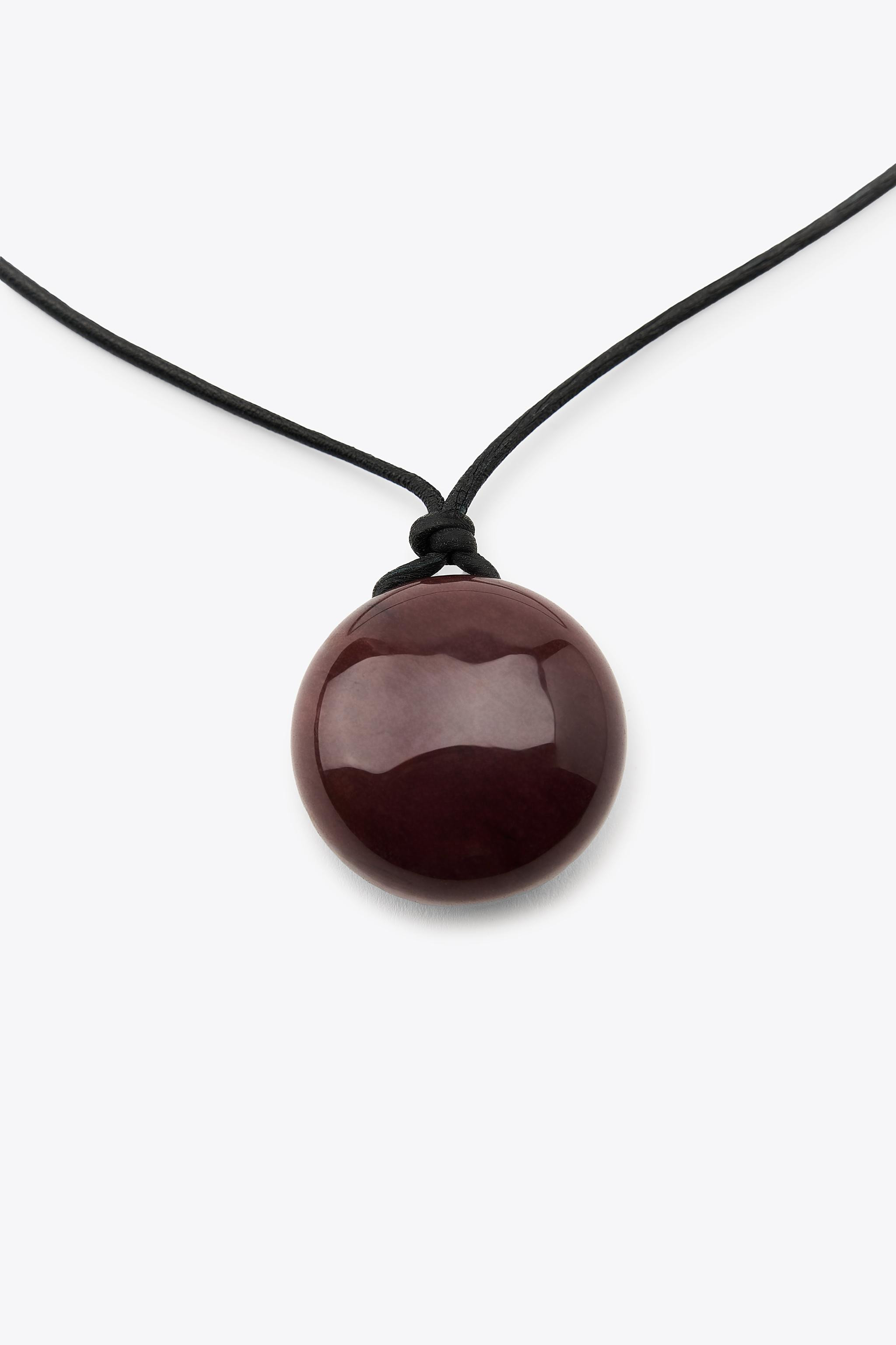 LEATHER CORD NECKLACE WITH STONE | Zara UK