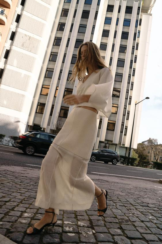 CONTRASTING KNIT PENCIL SKIRT | Zara US