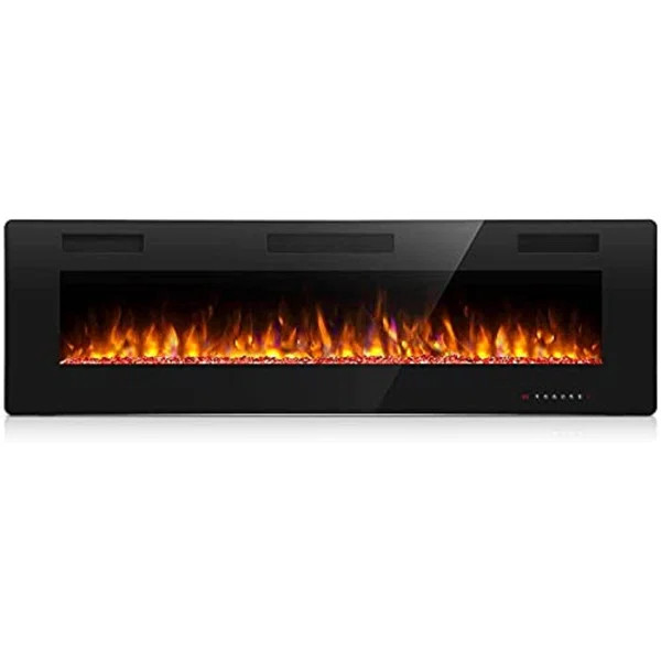 Recessed & Wall Mounted Electric Fireplace, Remote Control w/ Timer, Adjustable Flame Color & Spe... | Wayfair North America