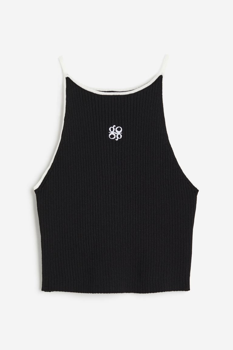 Embroidered rib-knit vest top | H&M (UK, MY, IN, SG, PH, TW, HK)