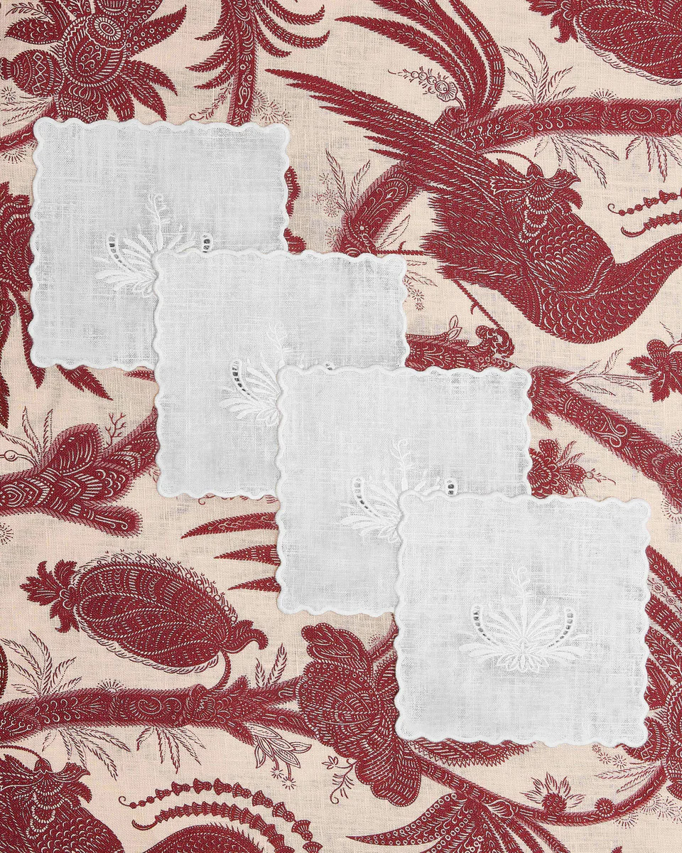 Ulla Johnson x Cabana Ajour Emboridered Linen Cocktail Napkins (Set of | Cabana Magazine