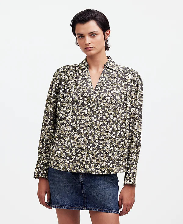 Easy Long-Sleeve Popover Shirt | Madewell | Madewell