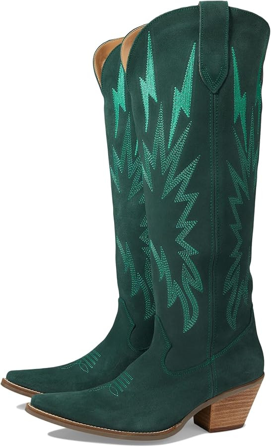 Dingo Womens Thunder Road Embroidered Snip Toe Casual Boots Knee High Mid Heel 2-3" | Amazon (US)