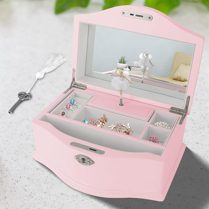 Wooden Ballerina Musical Jewelry Box with Mirror&Tassel Key for Girls,Musical Keepsake Box,Kid's ... | Amazon (US)