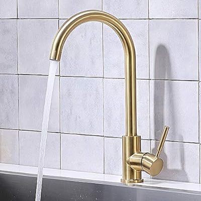 Modern Commercial Bar Kitchen Sink Faucet Single Handle Hot and Cold Mixer GOLD Bar Kitchen Fauce... | Amazon (US)