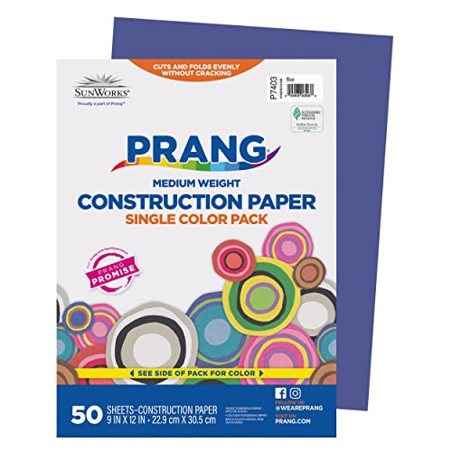 SunWorks 7403 Construction Paper, 9" x 12", 50 Sheets/Pack, Blue | Amazon (US)