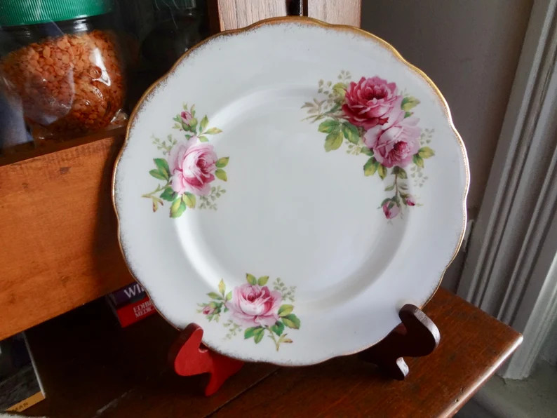 Royal Albert Pink American Beauty Luncheon Plate, 1940s | Etsy (CAD)